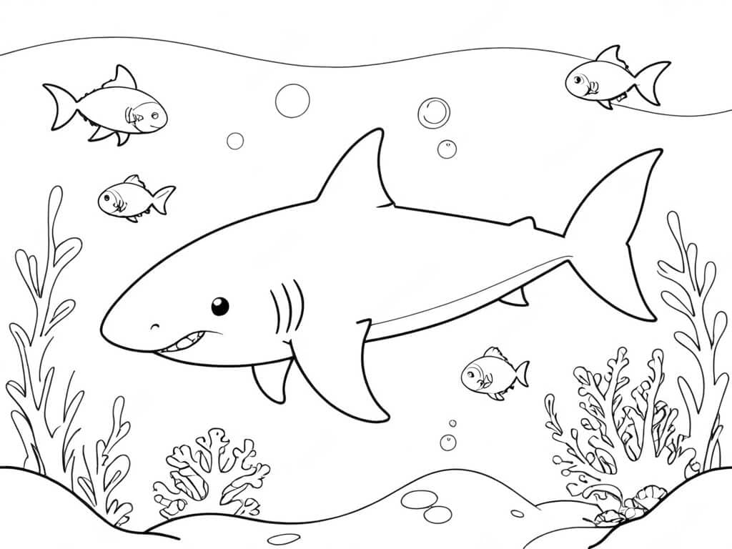 Hai am Meeresgrund Ausmalbild