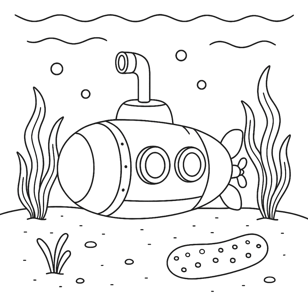 U-Boot am Meeresgrund Ausmalbild