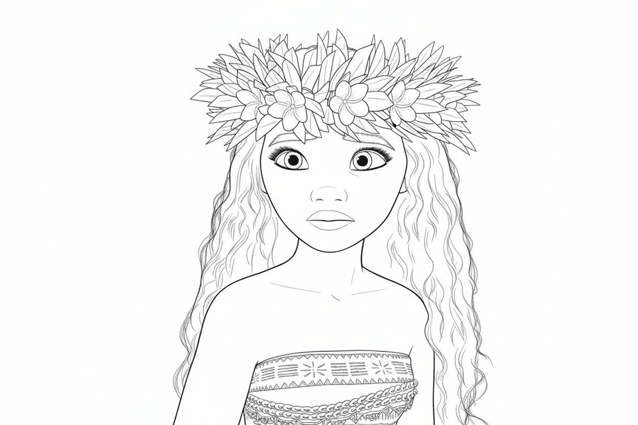Vaiana mit Krone Ausmalbild