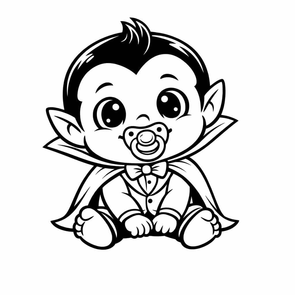 Baby Vampir mit Schnuller Ausmalbild