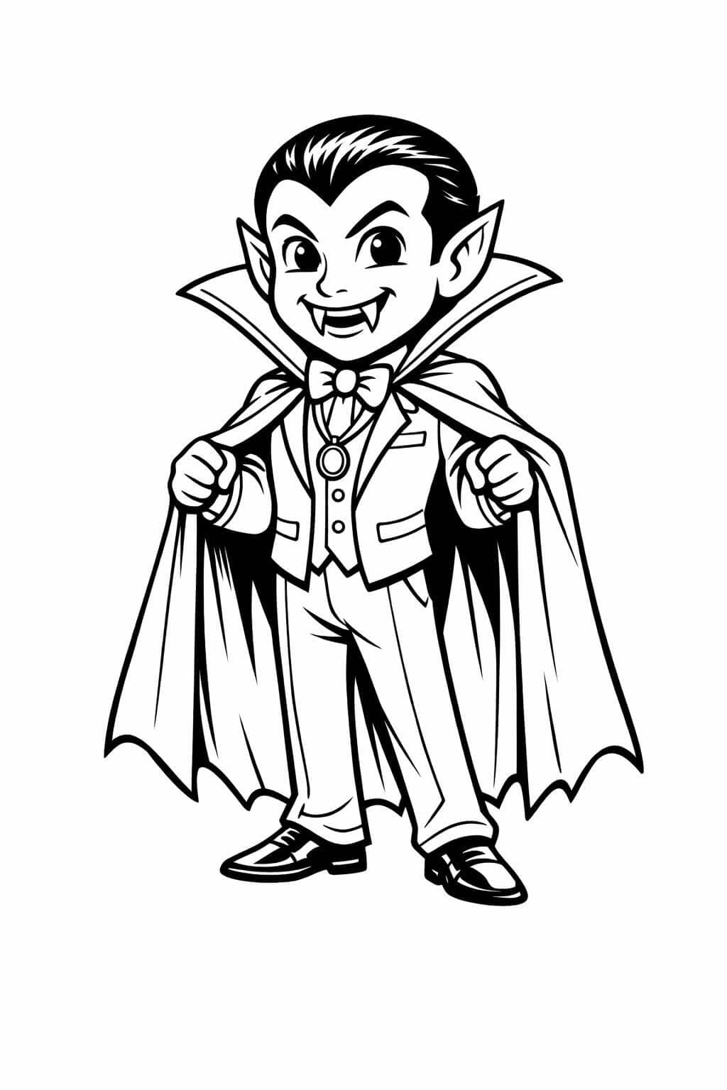 Klassischer Vampir mit Umhang Ausmalbild