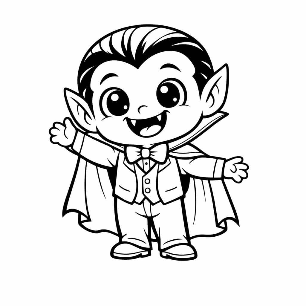 Lächelnder Cartoon Vampir Ausmalbild