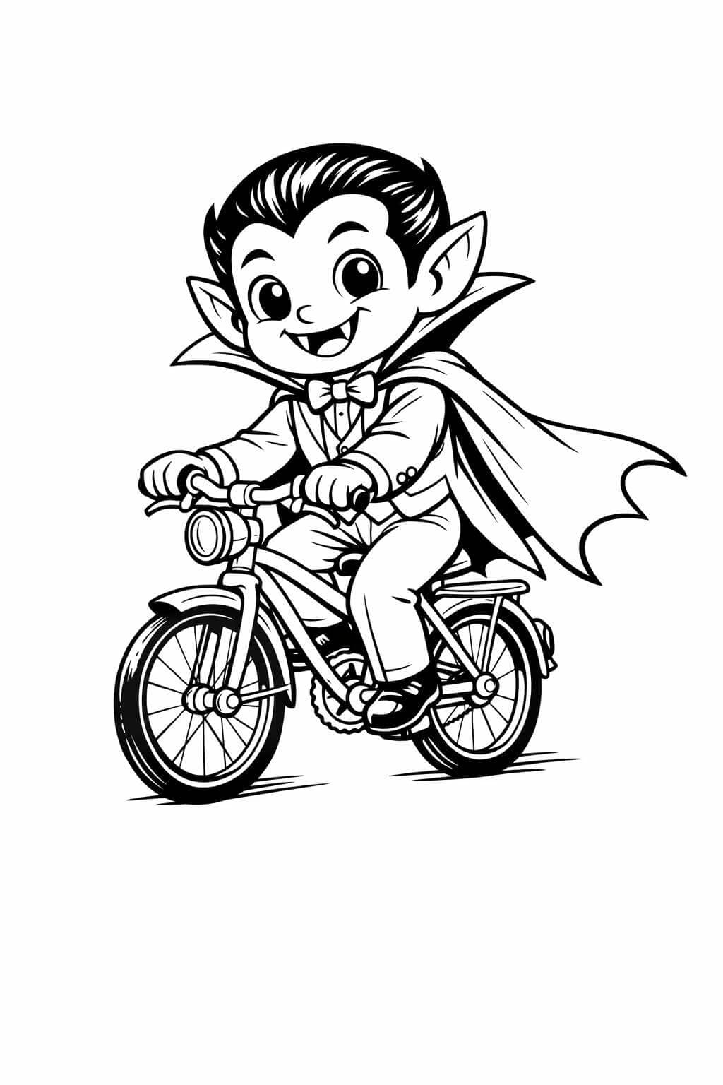 Vampir fährt Fahrrad Ausmalbild