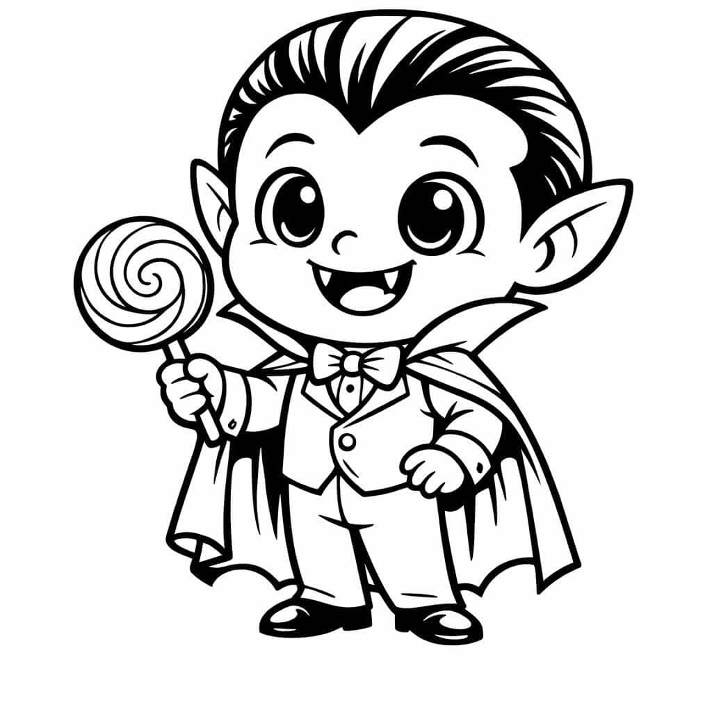 Vampir mit Lutscher Ausmalbild