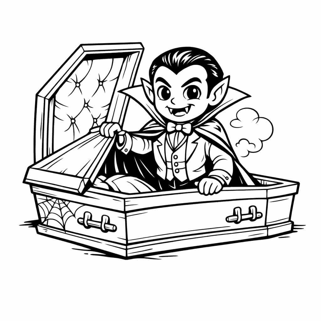 Vampir steigt aus dem Sarg Ausmalbild