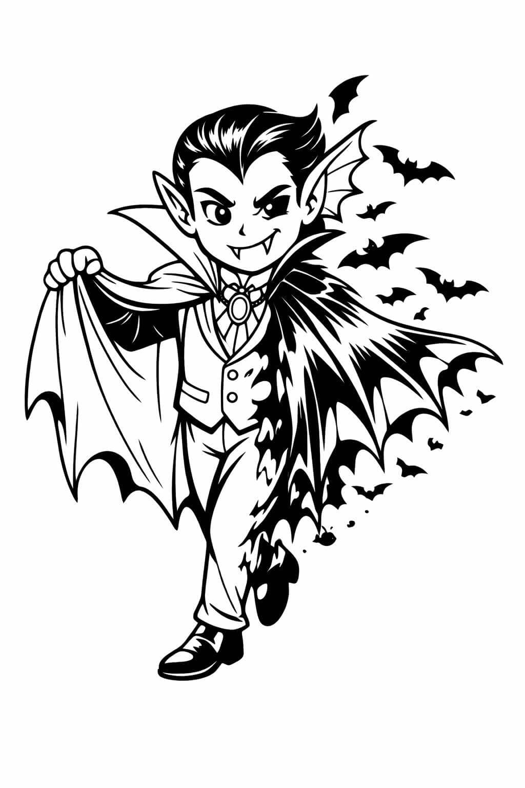 Vampir verwandelt sich in Fledermaus Ausmalbild