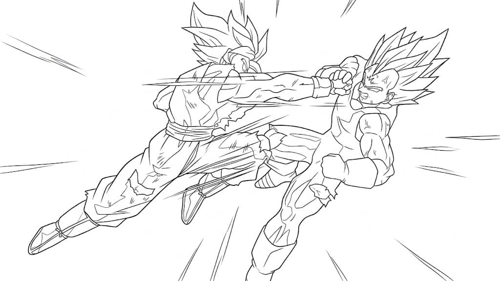 Vegeta im Kampf Ausmalbild