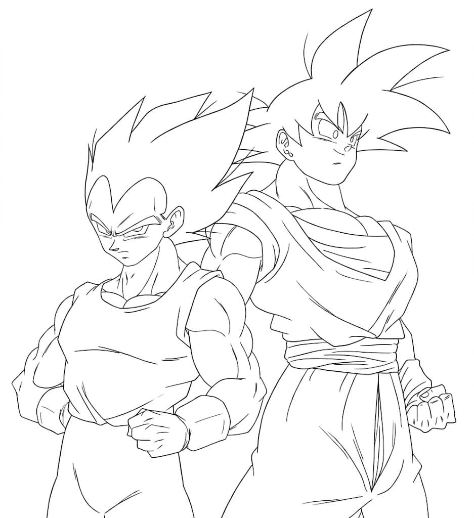 Vegeta und Goku Dragon Ball Ausmalbild