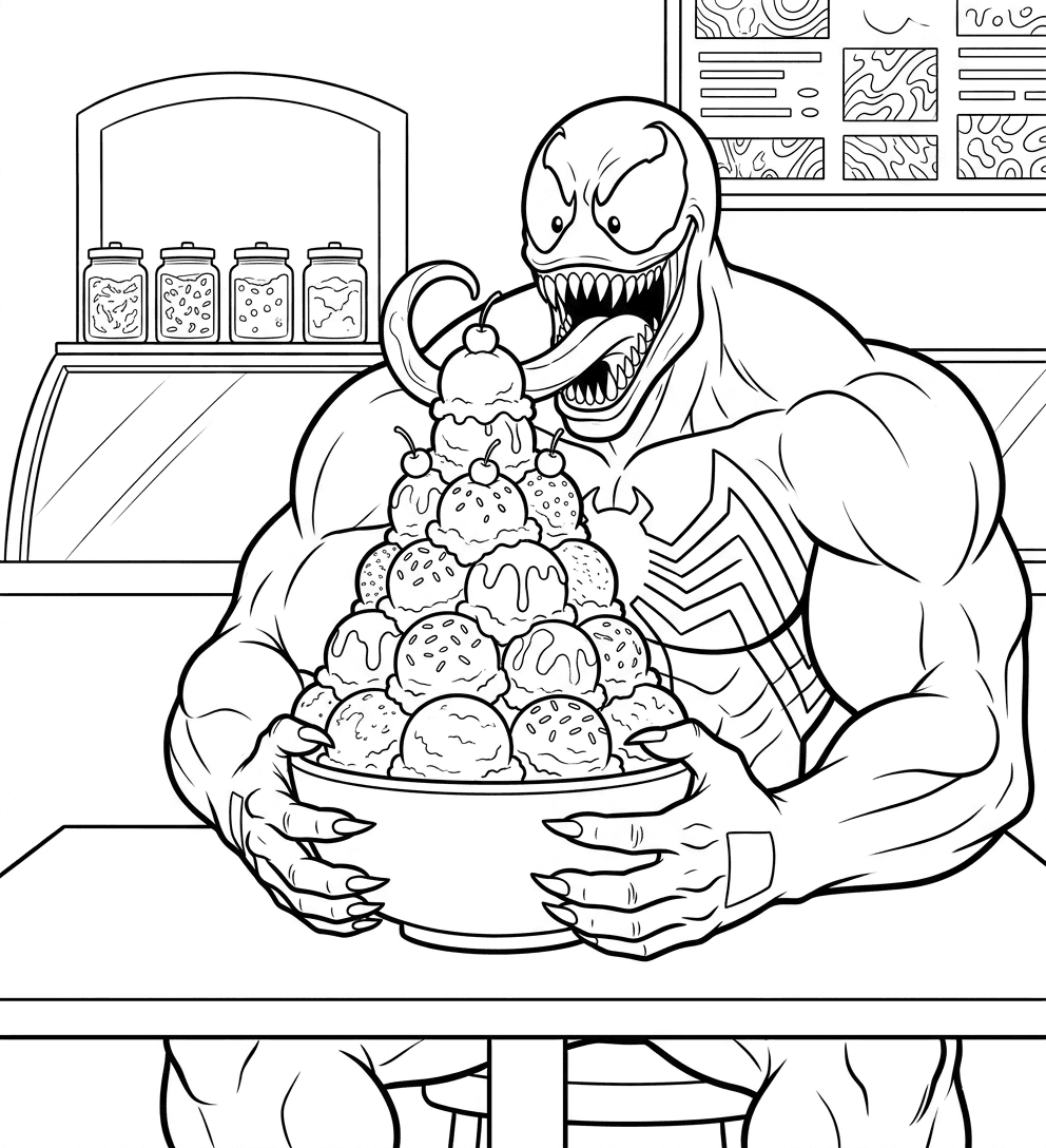 Venom isst Eis Ausmalbild