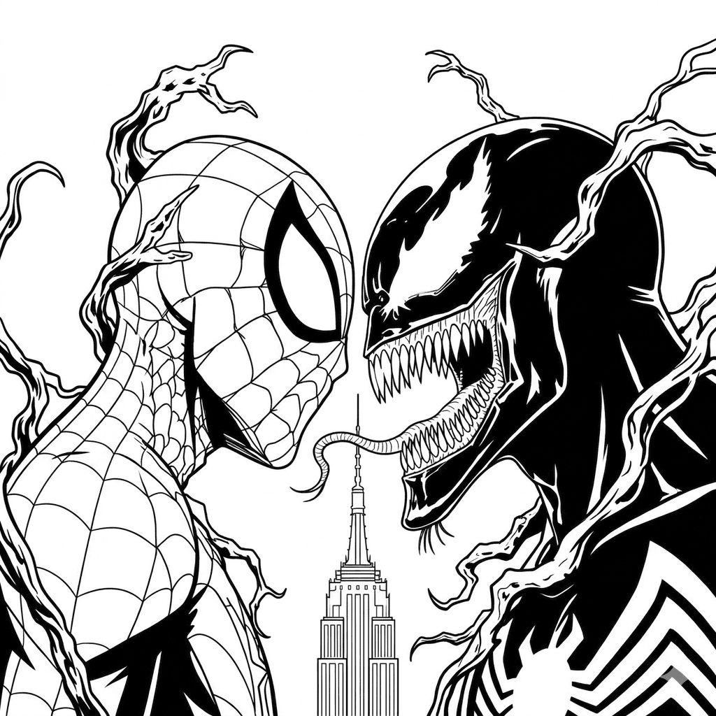 Venom und Spider-Man Comic Ausmalbild