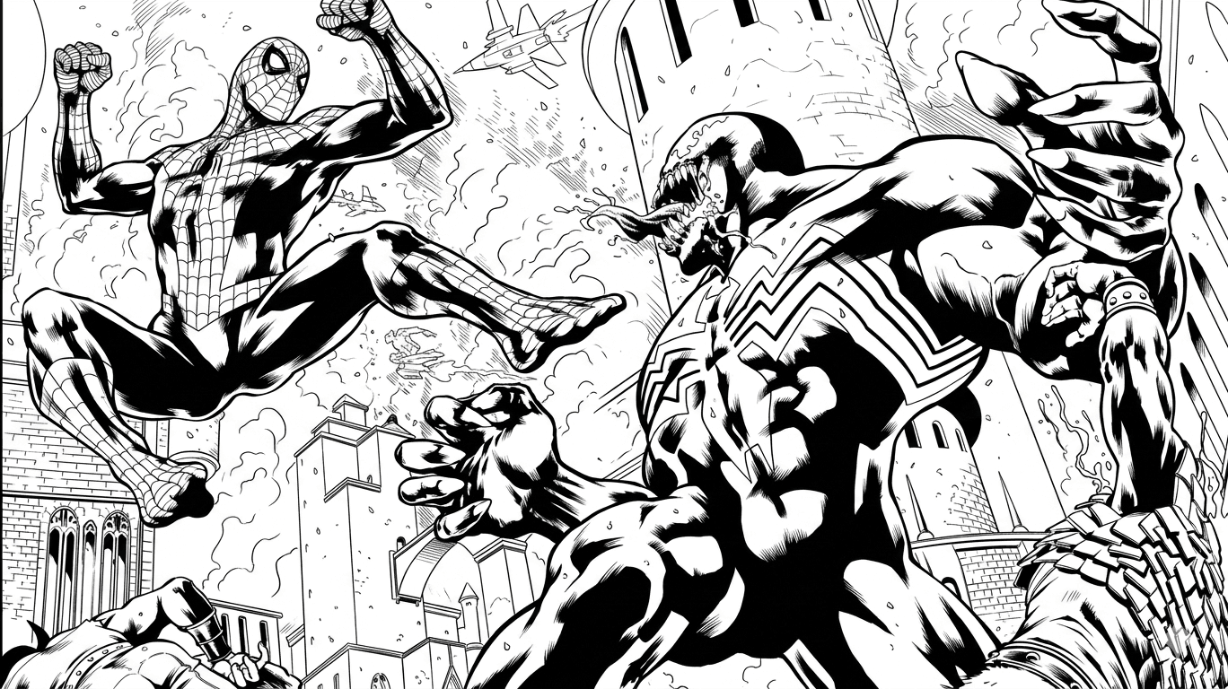 Venom vs Spider-Man Ausmalbild