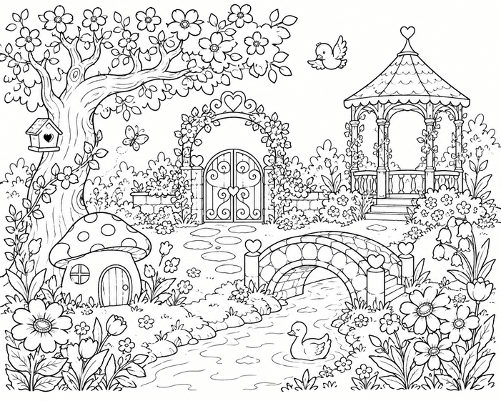Verzauberter Garten Ausmalbild