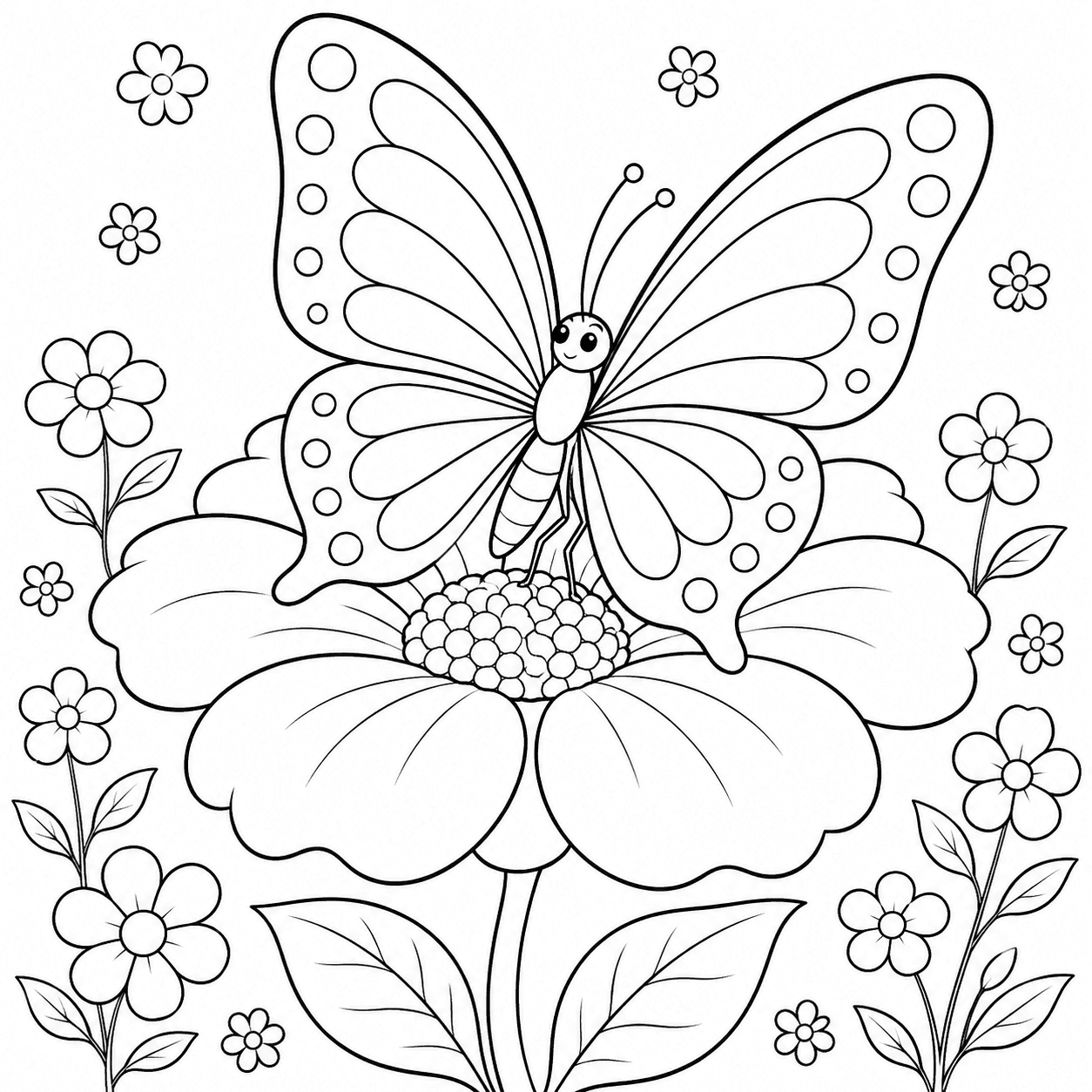 Verzauberter Garten mit Schmetterling Ausmalbild
