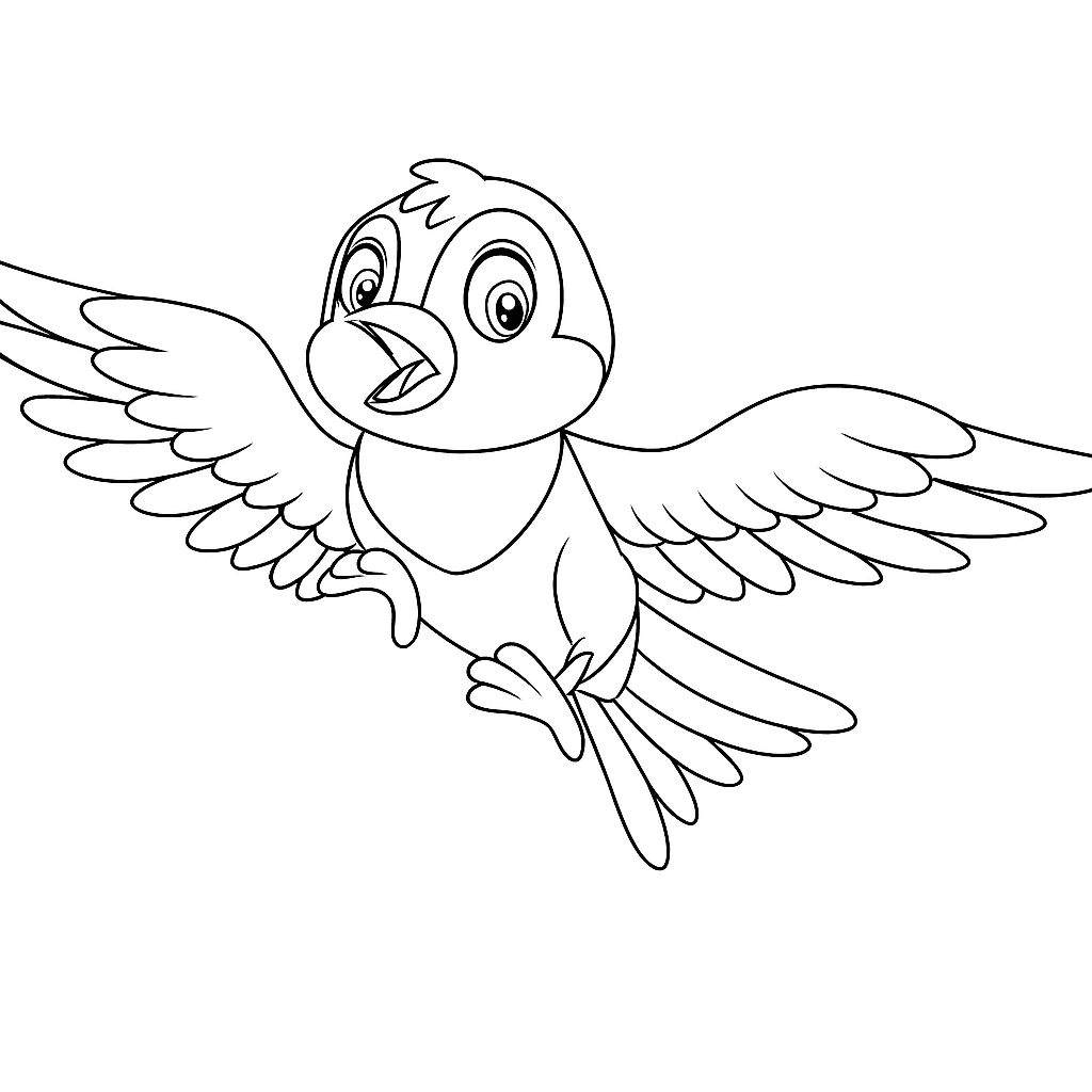 Blau-gelber Vogel Ausmalbild