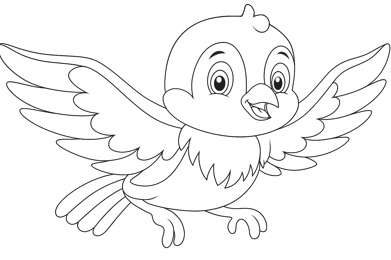 Grün-gelber Vogel Ausmalbild