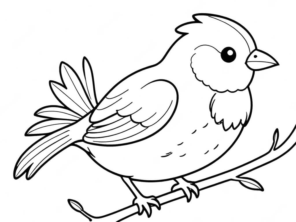 Vogel auf Zweig Ausmalbild
