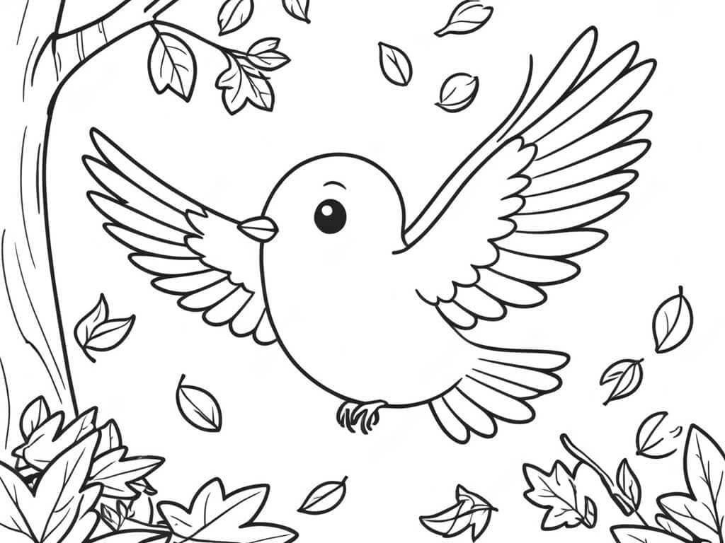 Vogel fliegt Ausmalbild