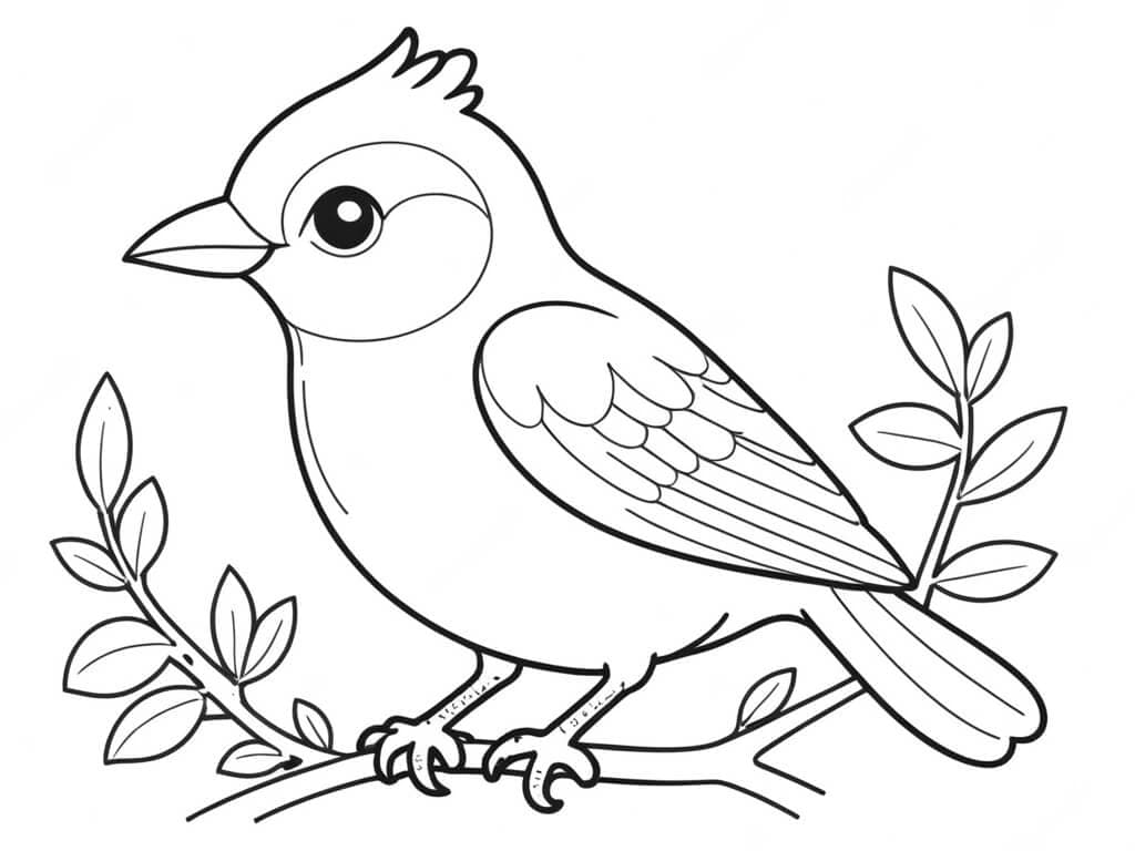 Vogel sitzt auf Zweig Ausmalbild