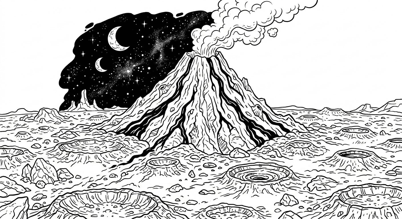 Vulkan auf fremdem Planeten Ausmalbild