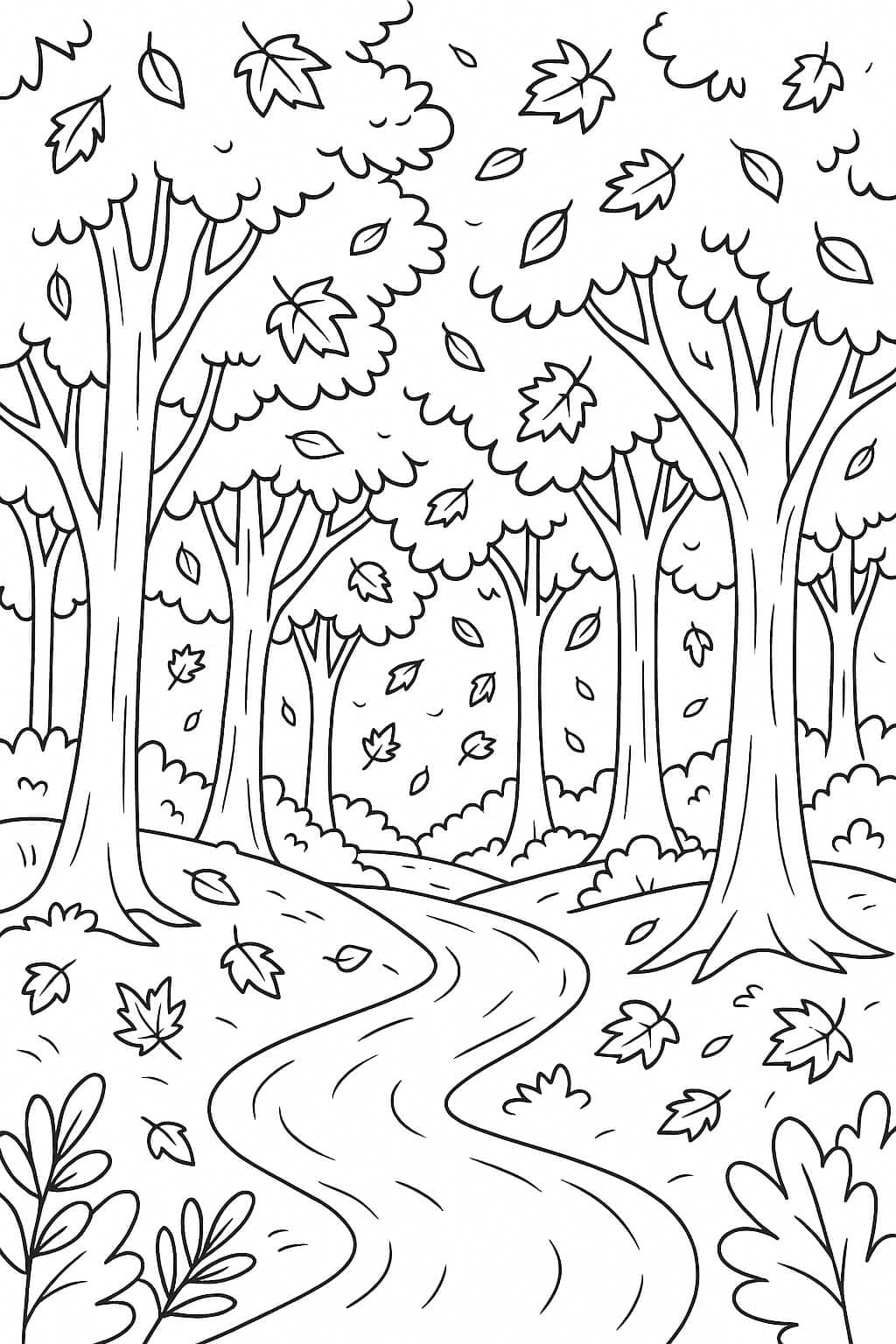 Herbstwald zum Ausmalen