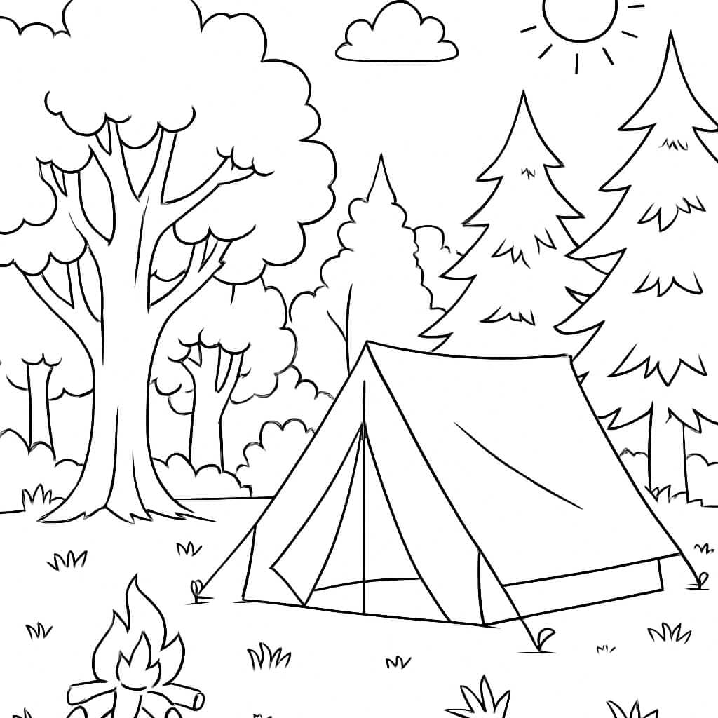 Waldlager zum Ausmalen