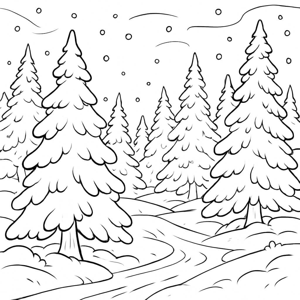 Winterwald zum Ausmalen