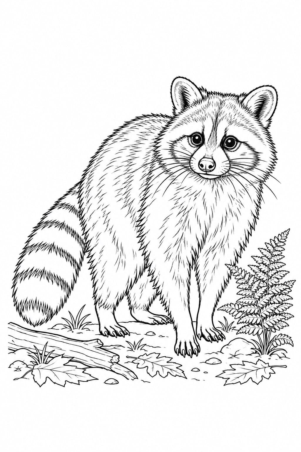 Naturgetreuer realistischer Waschbär Ausmalbild