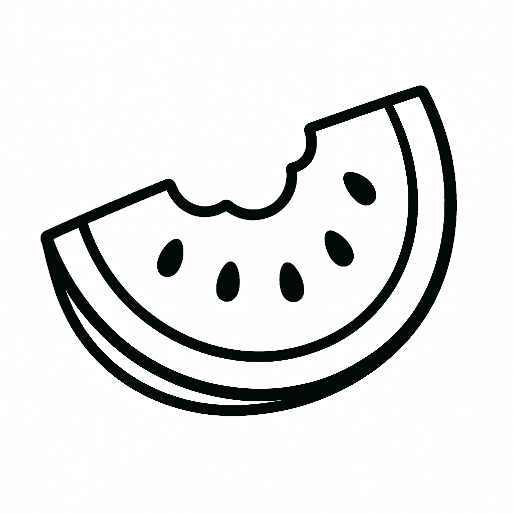 Angebissene Wassermelone Ausmalbild
