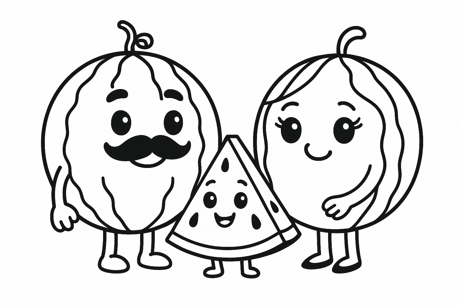 Melonenfamilie Ausmalbild