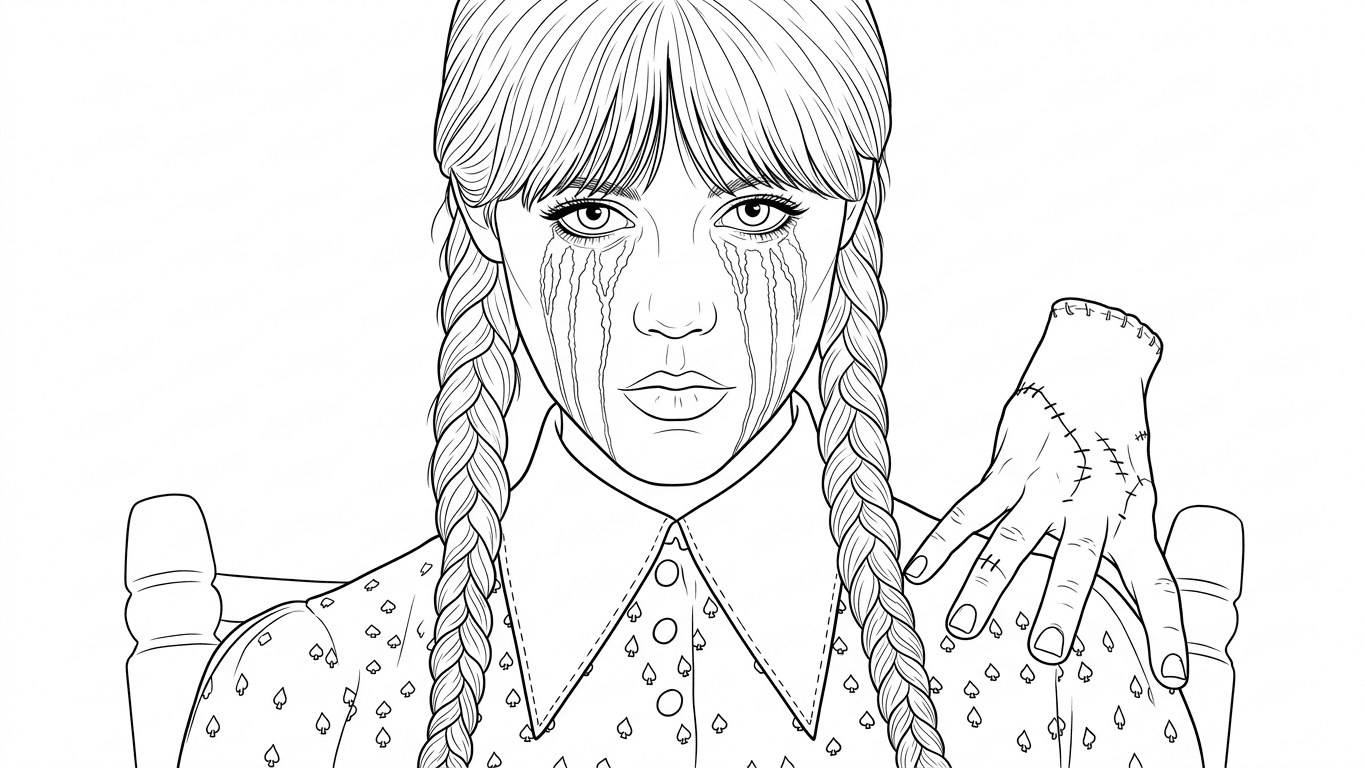 Wednesday und Hand Ausmalbild