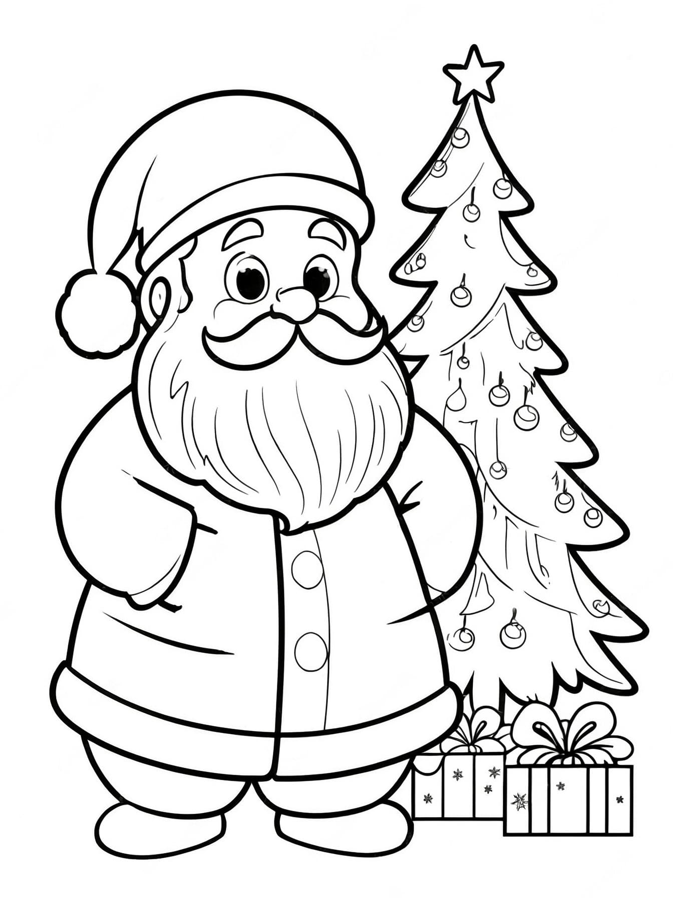 Weihnachtsbaum mit Weihnachtsmann Ausmalbild 6