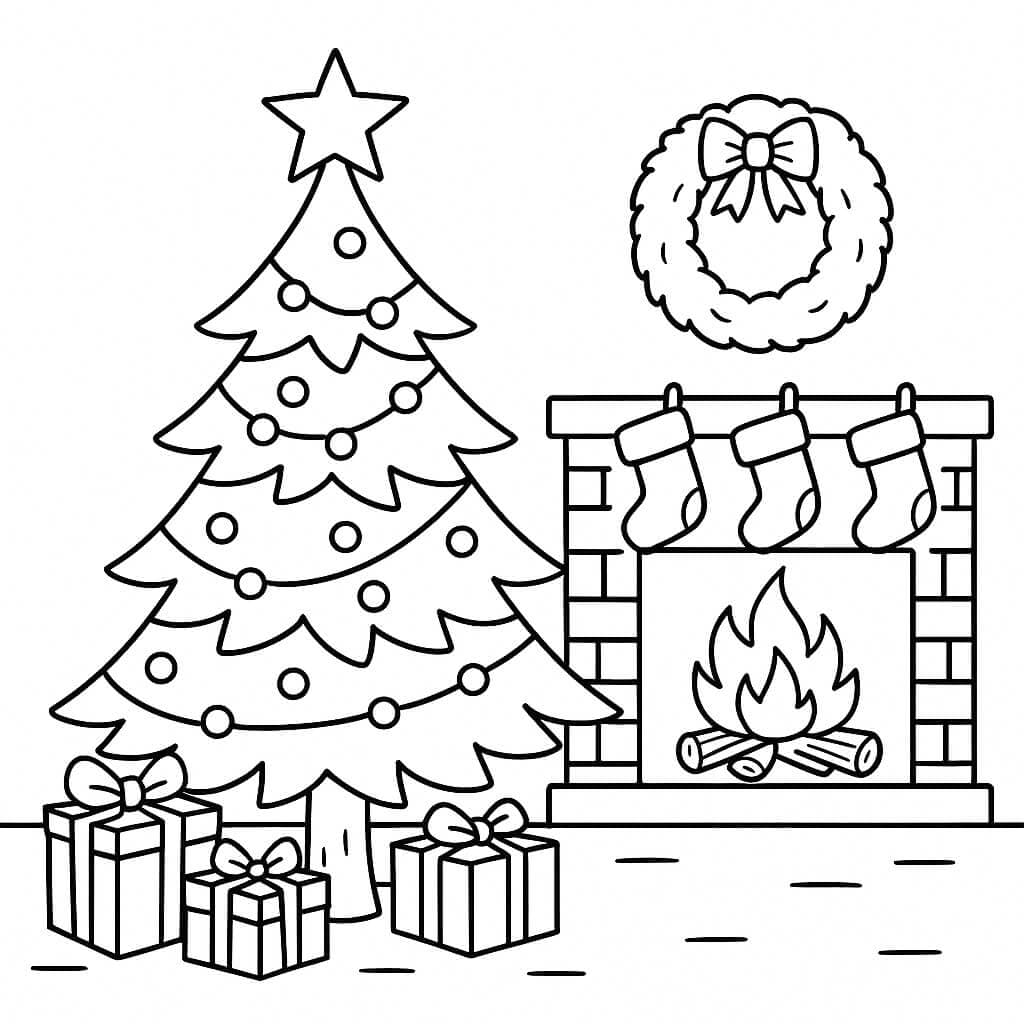 Weihnachtsbaum im Schnee Ausmalbild