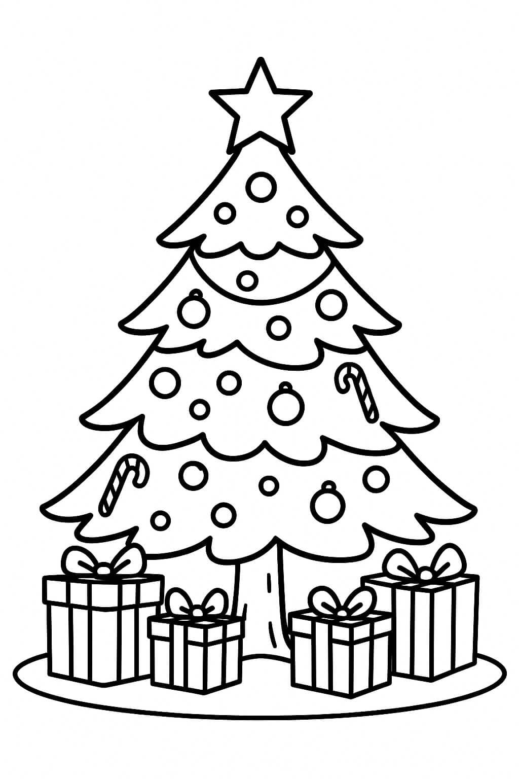 Weihnachtsbaum mit Geschenken Ausmalbild