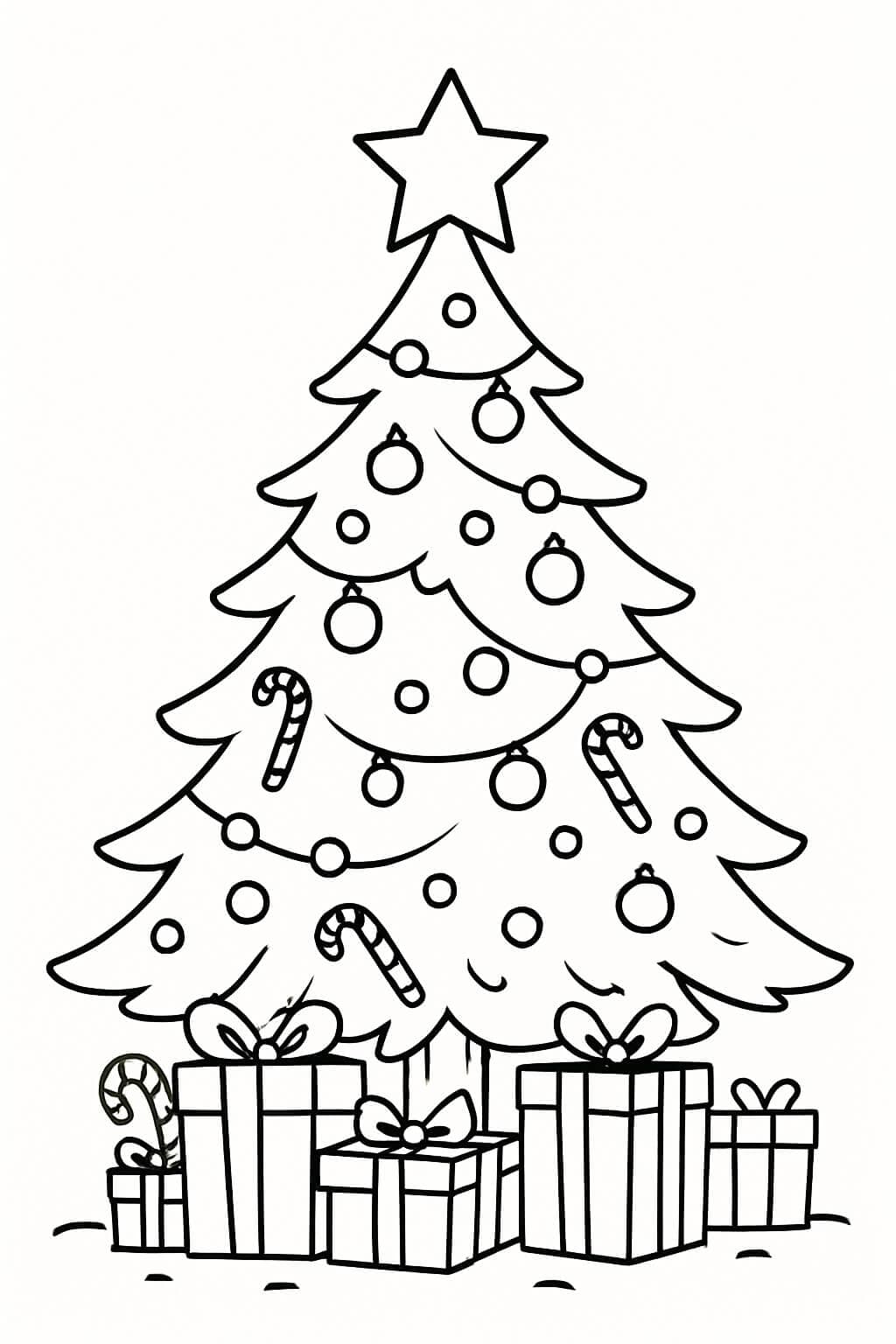 Weihnachtsbaum mit Schleifen Ausmalbild