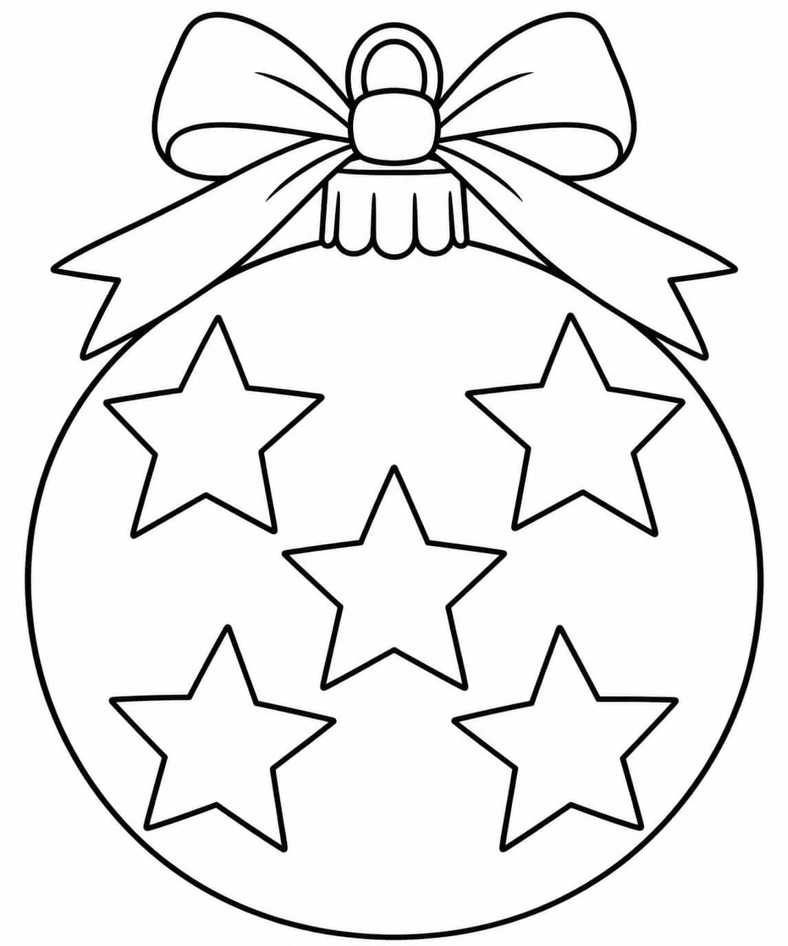 Eine große Weihnachtskugel mit Sternen – einfache Malvorlage für Kinder