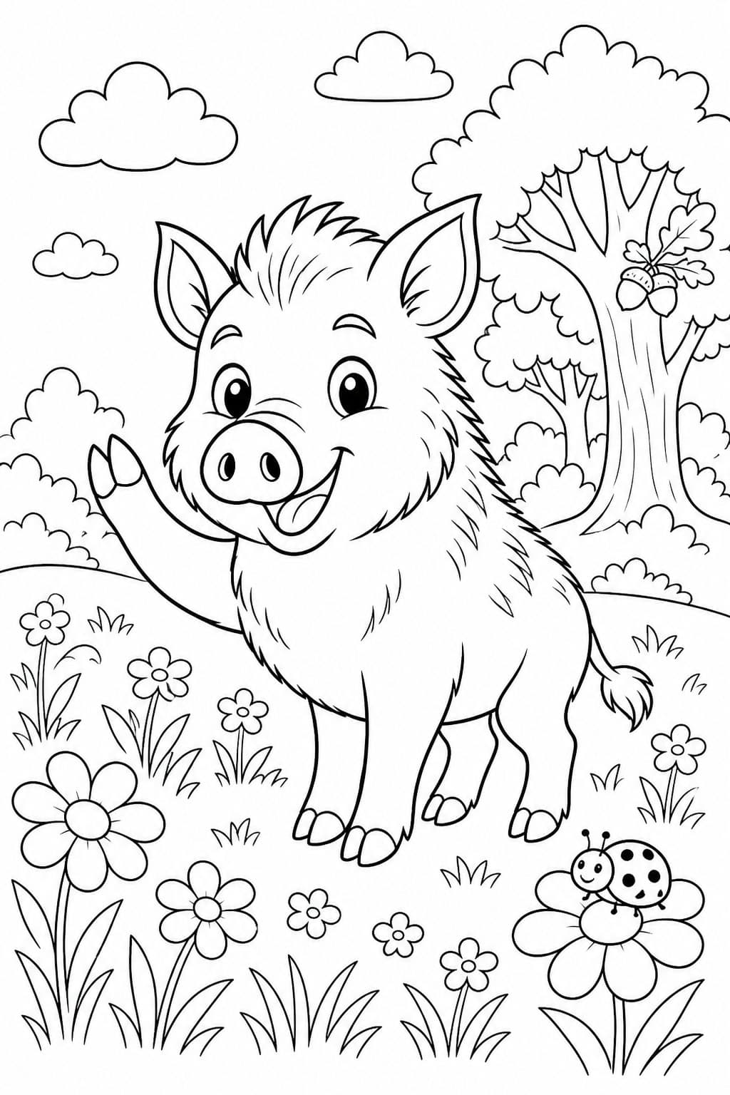 Niedliches Wildschwein Ausmalbild