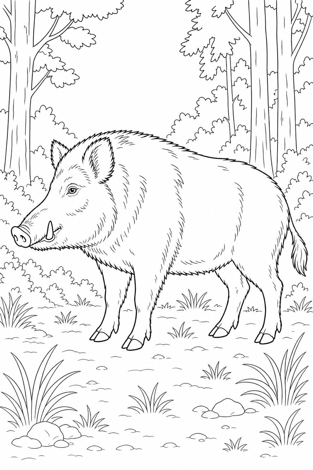 Realistisches Wildschwein Ausmalbild