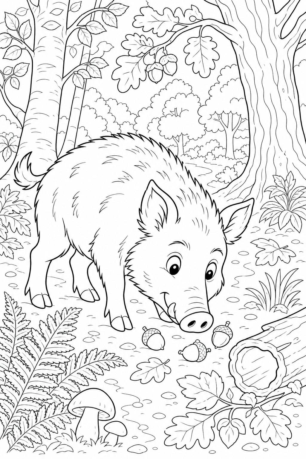 Wildschwein im Wald Ausmalbild