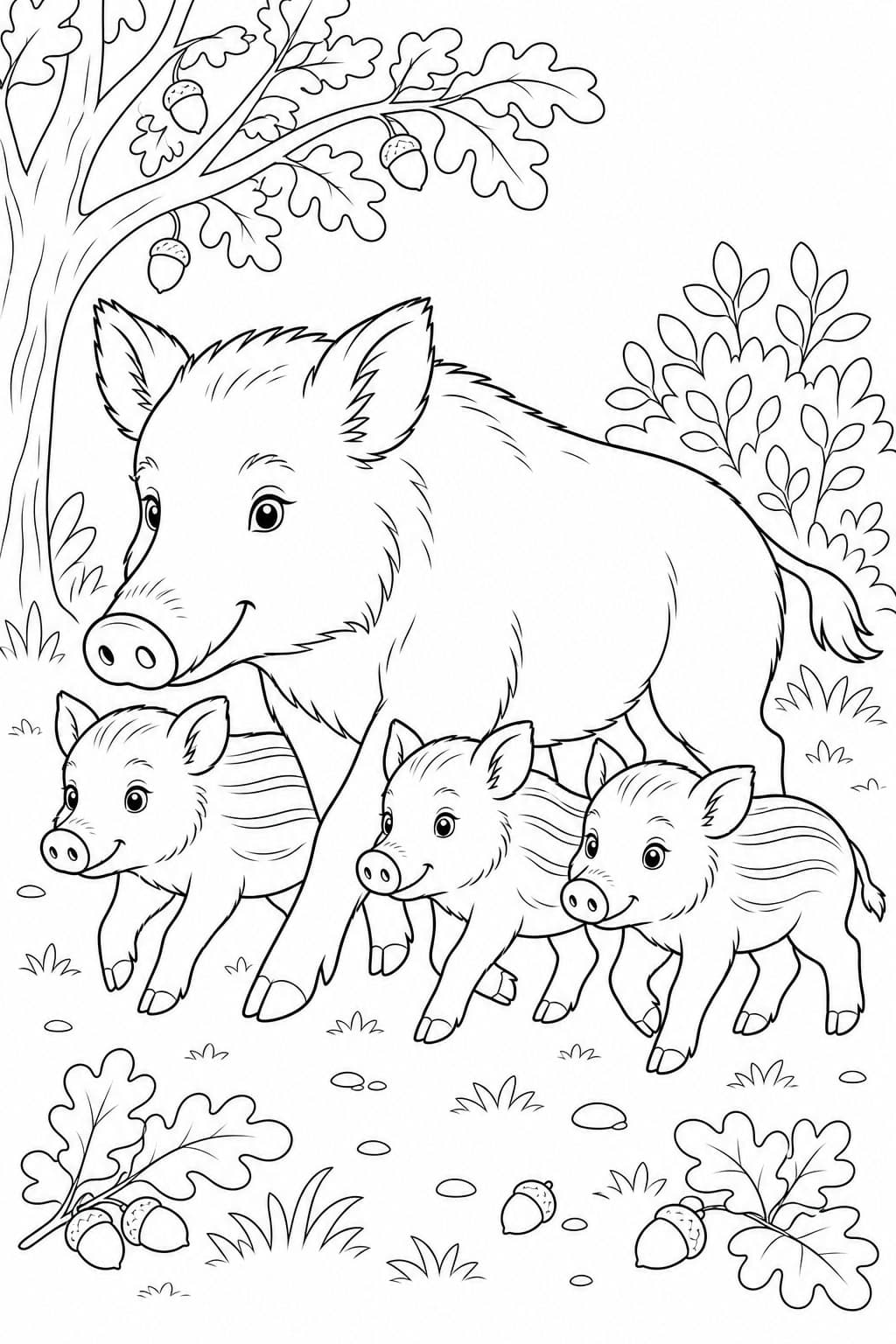 Wildschweinfamilie Ausmalbild