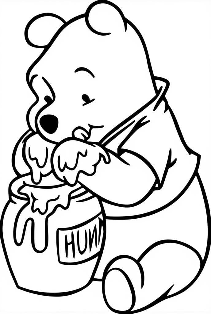 Winnie Puuh isst Honig Ausmalbild