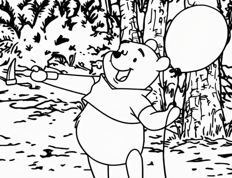 Winnie Puuh mit Ballons Ausmalbild