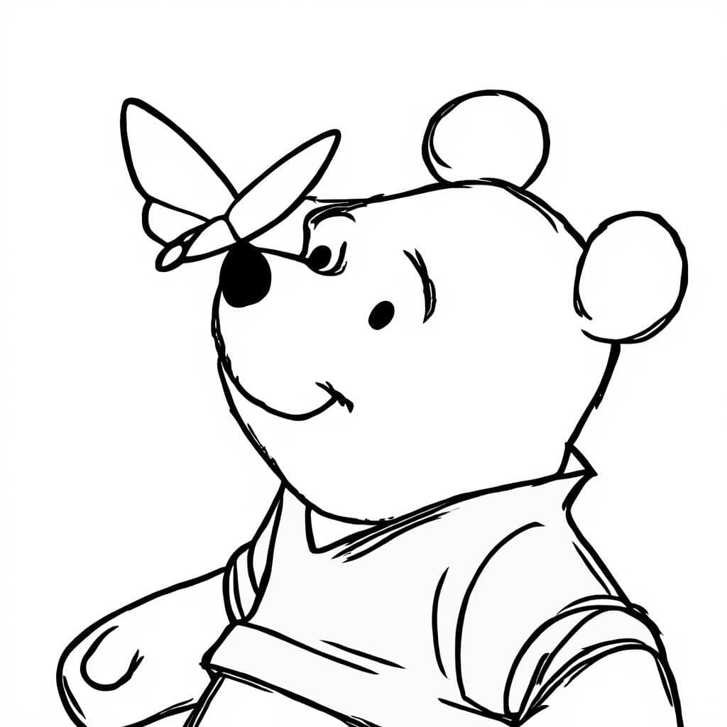 Winnie Puuh mit Schmetterling Ausmalbild