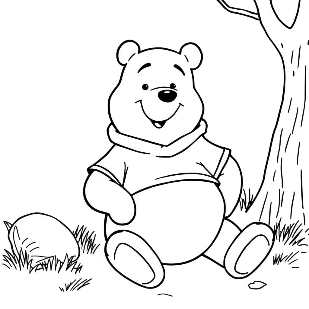 Winnie Puuh sitzt 2 Ausmalbild