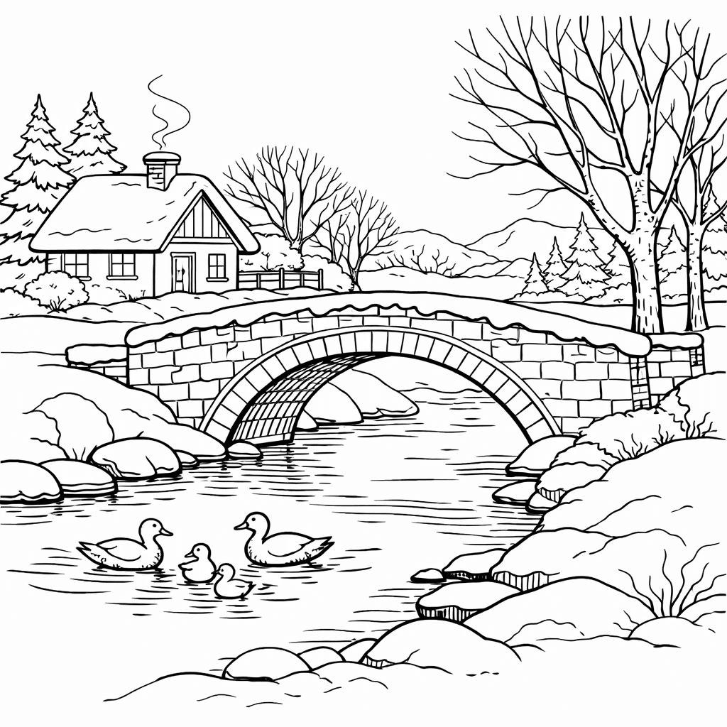Eisbedeckte Brücke Ausmalbild