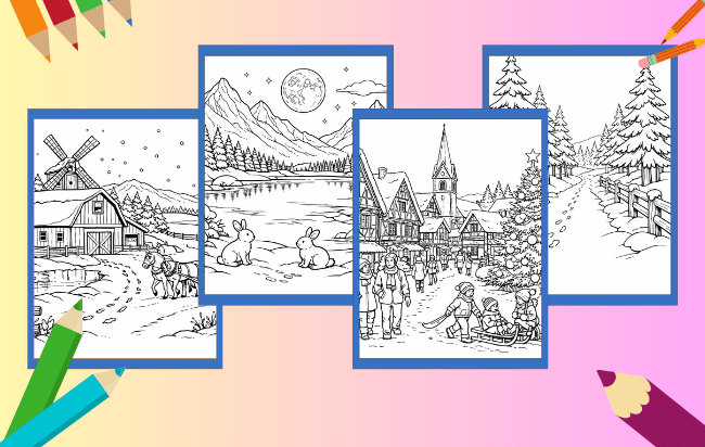 Winterlandschaft Ausmalbilder
