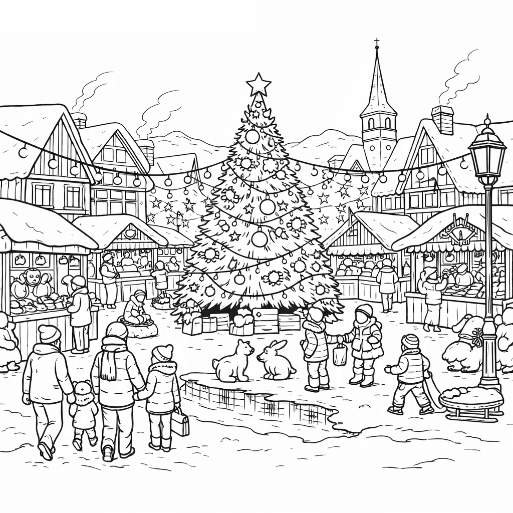 Weihnachtsmarkt Ausmalbild
