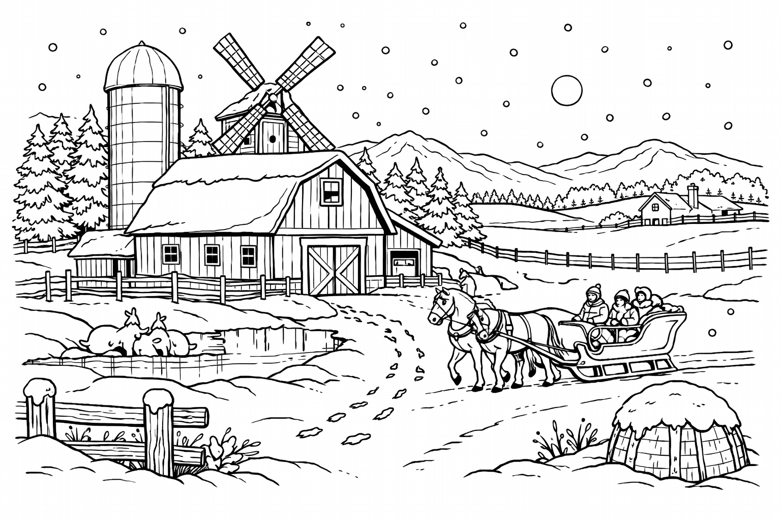 Winterhof Ausmalbild