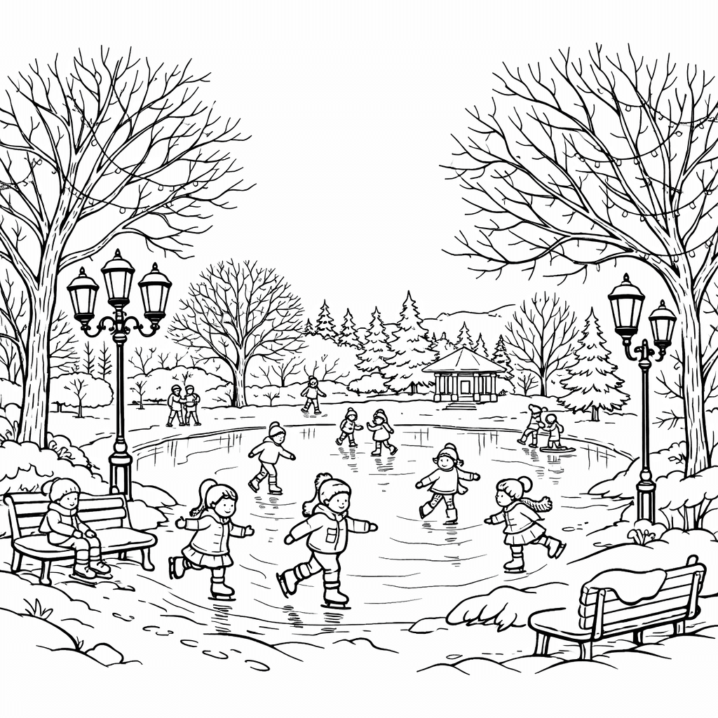 Winterpark Ausmalbild
