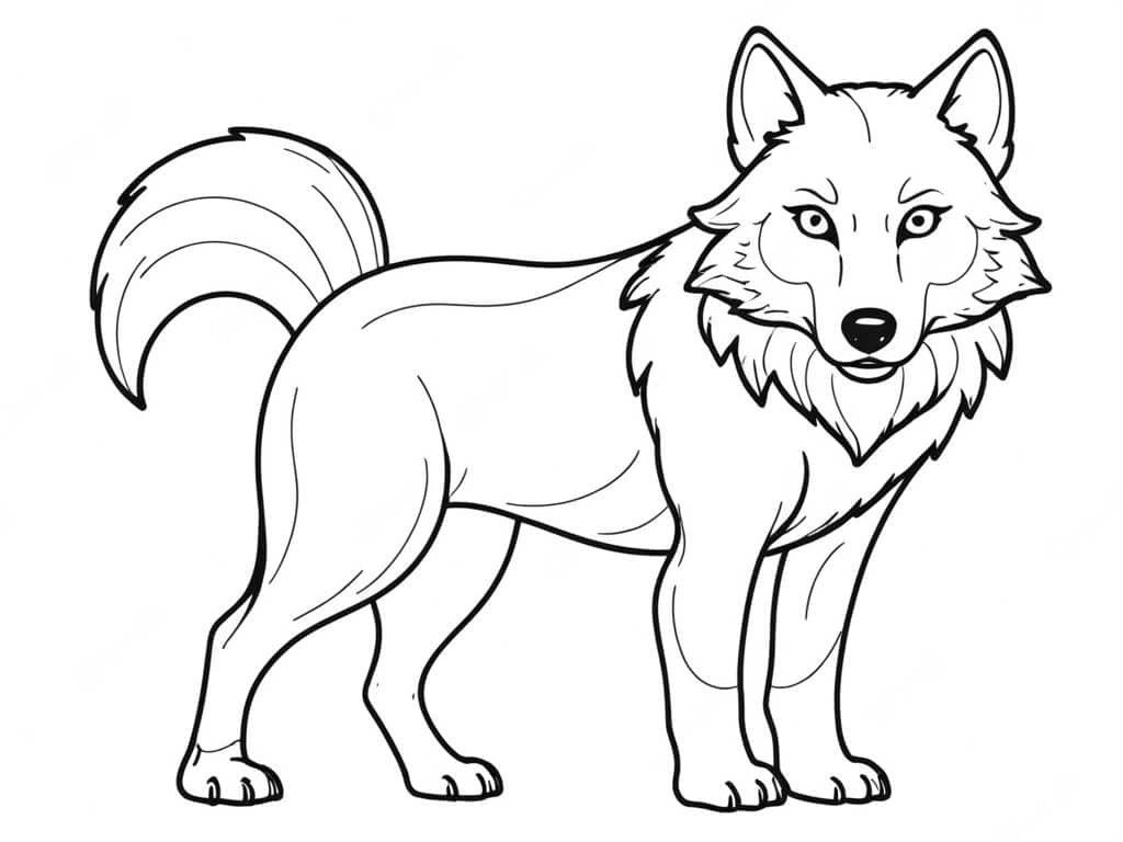 Aufmerksamer Wolf Ausmalbild