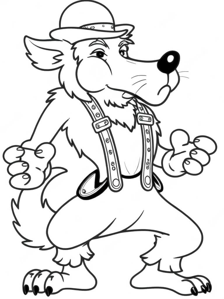 Wer hat Angst vor dem bösen Wolf Ausmalbild